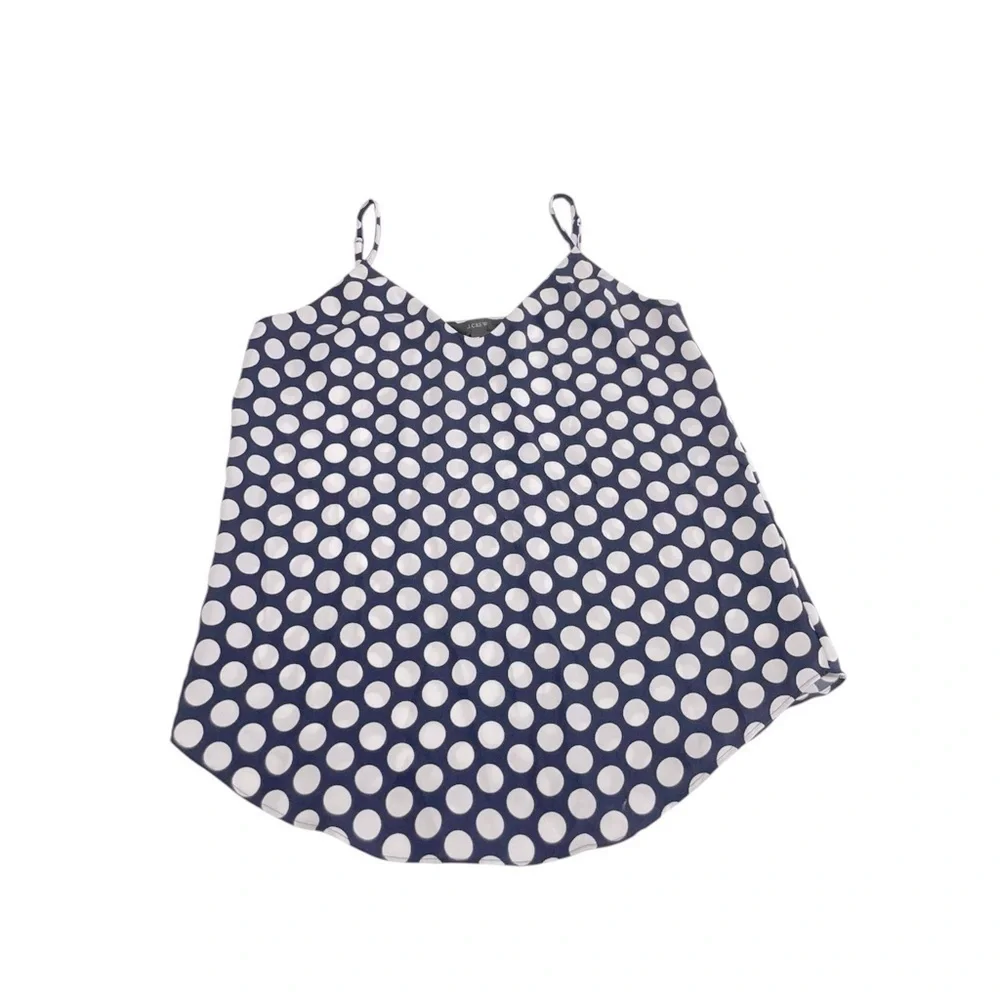 J. Crew Navy and white polka dot crepe camisole size 0